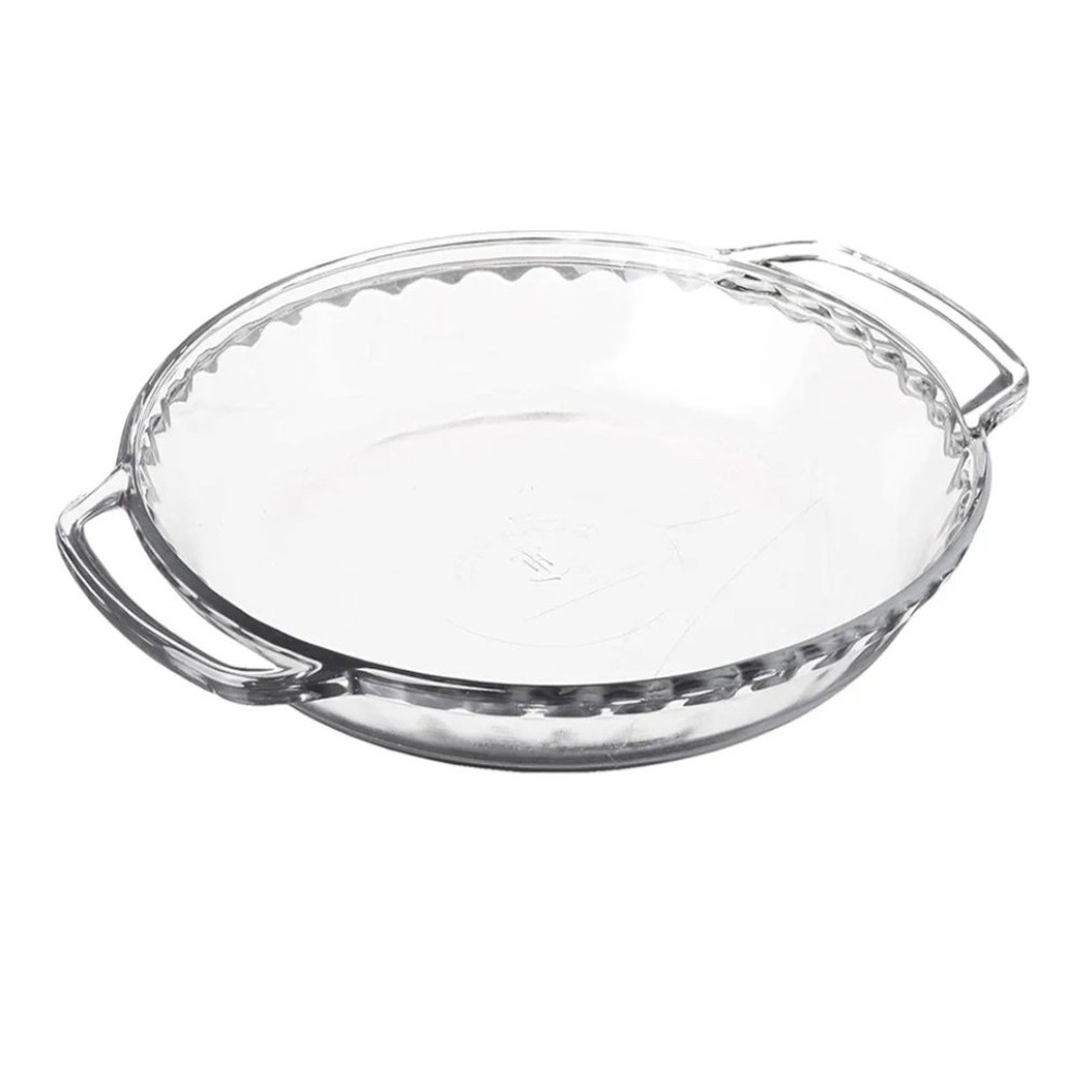 Anchor Hocking Fire King #461 Clear Glass 9" Pie Plate Dish With Handles